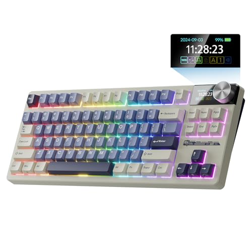 RK ROYAL KLUDGE S85 Wireless Mechanical Keyboard, 85% Wireless Gaming Keyboard, TKL Keyboard with Display & Ratchet Knob, Custom Linear Silent Switches, Triple-Mode, 7200mAh Battery, Hot Swappable