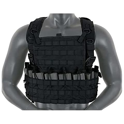Fields Airsoft Rifleman Molle Chest Rig Harness Black Holds 8 Mags Cover
