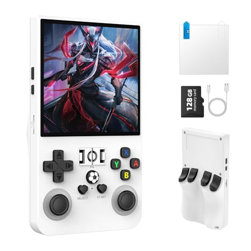 R36MAX Retro Handheld Games Console, Retro Gaming Console with Open Source Linux System, Built-in 22,000+ Classic Game, Video Game Consoles with 4.0 inch IPS HD Screen, 4000mAh Battery (White 128GB)
