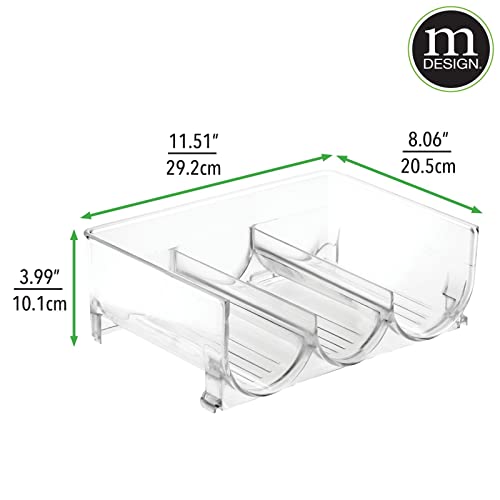 Mdesign Stackable Plastic 3 Bottle Refrigerator Wine Rack - Kitchen Storage Organizer For Champagne, Wine Or Water Bottles - Stacking Wine Organizer For Fridge - Ligne Collection - 4 Pack - Clear #TOP3
