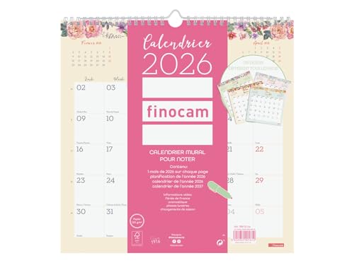 Finocam - Finocam – Calendrier mural 2026 1 Mois par page Janvier – Décembre 2026 (12 mois) | Calendrier 2026 pour noter | Planificateur mensuel Design – Français
