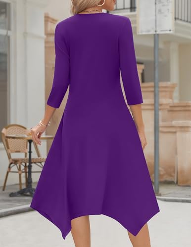 Image of Zeagoo Midi Dresses Women 2026 Dress 3 /4 Sleeve Casual Dresses with Pockets A Line Summer Beach Sundress