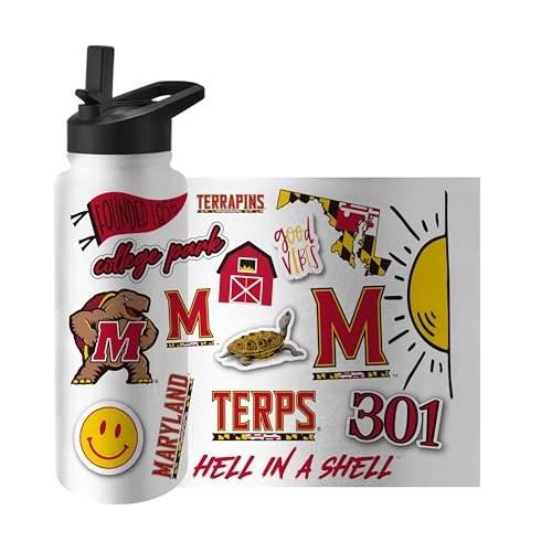Image of Logo Brands NCAA Native 34 oz Quencher Water Bottle - | Local Icons Design | Double-Wall Insulated| Leak-Proof Lid & Built-In Straw
