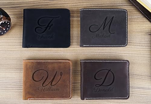 Valentine's Gift Personalized Leather Wallet For Men Custom Slim Wallet Customized Bifold Wallets For Men Engraved Genuine Leather Custom Father's Day Wallet Gift Anniversary Gift For Him3