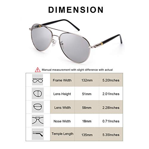 Image of SODQW Aviator Photochromic Sunglasses with Anti-glare Polarized Lens, Metal Frame with UV400 Protection for Driving Fishing