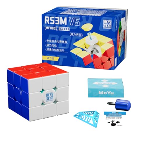 Moyu RS3M V5 Speed Magic Cube 3x3, Stickerless 3x3x3 speedcube Smooth Easy to Turn, for Competition Training and Birthday Gifts(Magnetic Version)