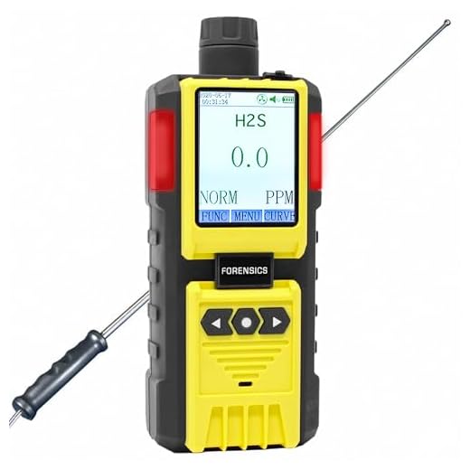 Hydrogen Sulfide Analyzer by Forensics | USA NIST Traceable Calibration | H2S Monitor | Computer Data Logging | Built-in Pump & 4ft Probe | 0.1ppm Resolution |