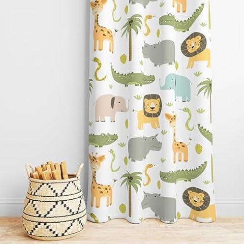 Nursery Safari Animals Blackout Curtains 42x63 Inch Cover