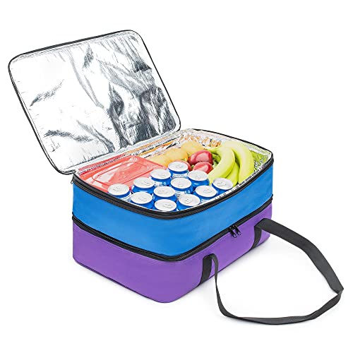 Mojecto Extra Large Dual Insulated Casserole Carrier Cooler Bag. Heavy-Duty Fabric, Thick Insulation, Heat-Resistant Liner, Large Zipper. Fit 9×13 In Hot/Cold Dish #TOP4