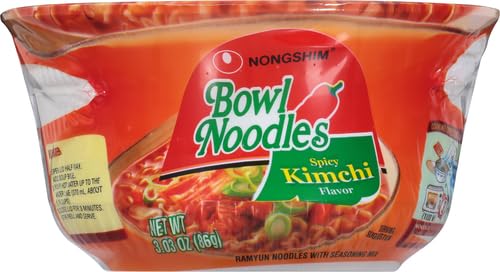 Image of Nongshim Ramen Noodles, Gourmet Instant Ramen bowl, Premium Microwavable Noodle Soup, Kimchi, 3.03 Ounce (Pack of 2)