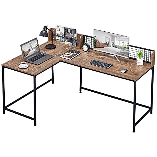 GreenForest L Shaped Desk 65" x 43", Large L Desk with Storage, Corner