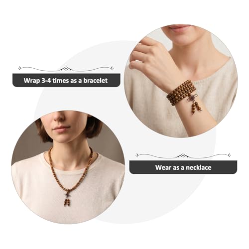 Mala tibétain 108 perles en bois : calmez le stress par la méditation - 4
