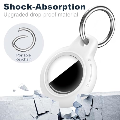 Image of MOLOSLEEVE 1 Pack Waterproof for Apple for AirTag 2nd & 1st Gen Holder, for Air Tag Case with Keychain, PC Hard Shell Swivel Buckle, for Airtag Case Suitable for Tracking, Bags, Luggage, Keys (White)