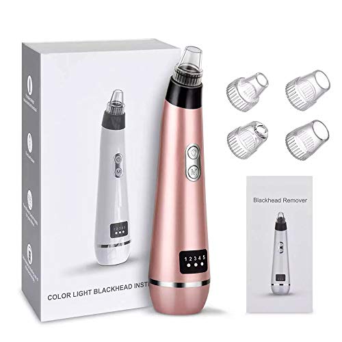 Blackhead Remover Facial Pore Acne Cleanser Electric USB Rechargeable Blackhead Suction LED Display(Pink)