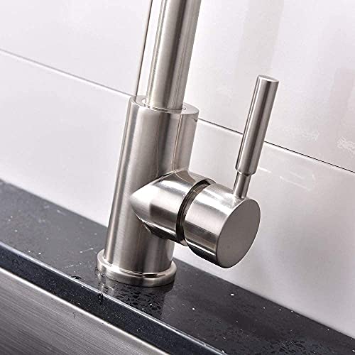 Mitigeur d'évier de cuisine moderne avec robinet en nickel brossé et bec pivotant pour évier - 5