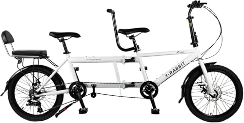 Kcolic Bicicletta Tandem Pieghevole 20 Pollici, Bici Pieghevole per Tre Persone, Realizzata Acciaio Ad Alto Tenore di Carbonio, Resistente alla Ruggine E Durevole. White,20in
