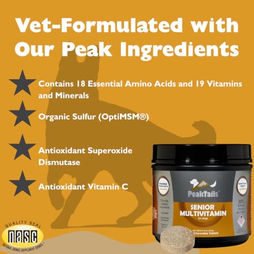 Image of Senior Multivitamin for Dogs - 350 Chewable Tablets with MSM, Superoxide Dismutase