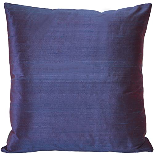 Sankara 100% Natural Dupioni Fine Silk Decorative Throw Pillow with Insert Included, Purple, 20 X 20 (12+ Colors)