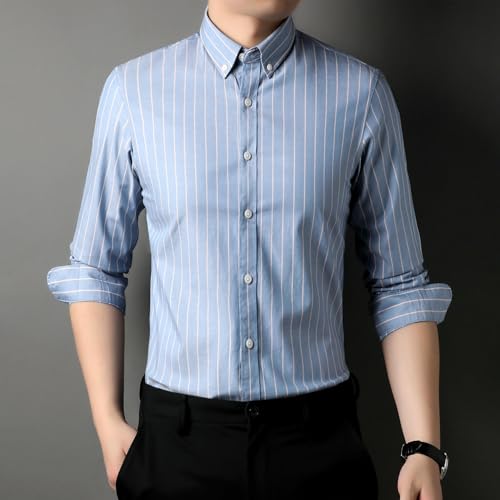Chemise coton rayures homme ample et infroissable pour le bureau - 7