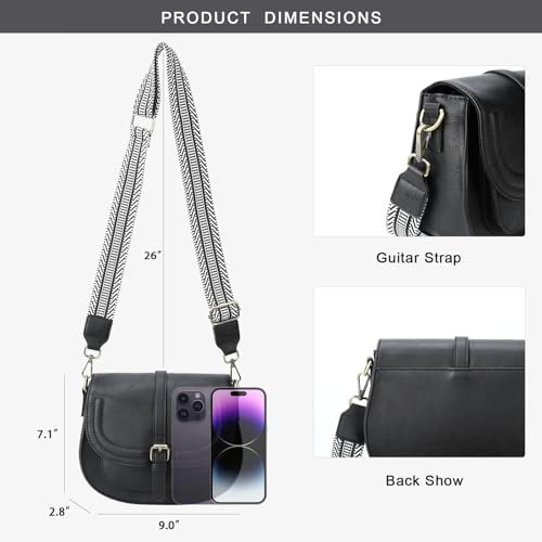 Image of AFKOMST Crossbody Bags for Women,Small Saddle Purse and Boho Cross Body Handbags,Vegan Leather