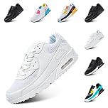 Mens Trainers Ladies Womens Running Shoes Gym Athletic Sports Jogging Sneakers Lightweight Cushioned Shock Absorbing Breathable Fashion White Size 10 UK