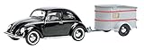 Schwarz DICKIE-Schuco 450389100 - VW Brezelkäfer mit Wohnanhänger Sportberger G2, 1:43