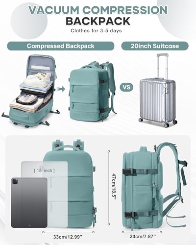 coowoz Vacuum Backpack Travel with Pump Travel Backpack with Vacuum System for Women Men mochila de viaje compresion al vacio Carry On Flight Approved Airplanes Personal item Travel Bag4