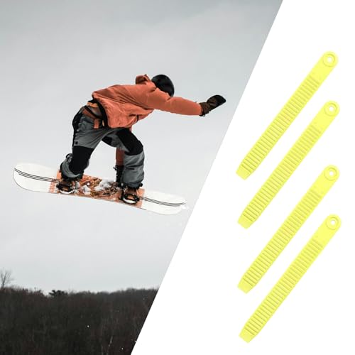 BOXOB 4pcs Snowboard Strap Binding Replacement, 20x2.1cm/7.87x0.83in Snowboard Ankle Ladder Strap Binding with Screws Nuts Washers for Skates & Sporting Gear (Yellow-Green) - Thumbnail 6