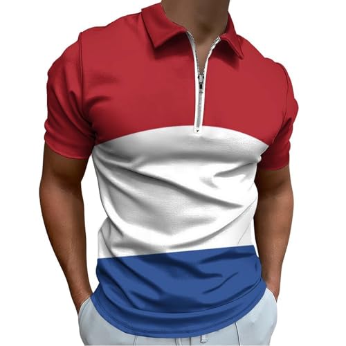 Polo homme de golf rouge et blanc idéal pour l'été et le sport