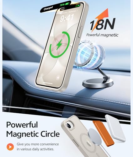 Image of FNTCASE for iPhone 17e Case: iPhone 16e Phone Case [Compatible with Magsafe] Translucent Matte Cases with [Screen Protector] Military Grade Shockproof Protective Phone Cover - Off White