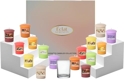 Candles Gifts for Women - 16 Scented Candle Sets for Women| Gifts For Her |Glass Holder |Gifts for Women |Vegan Gifts |Scented Candles for Men |Teacher Gifts |Birthday |Anniversary |Ladies (ÉCLAT x16)
