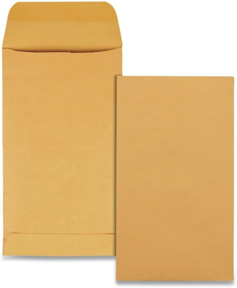 Quality Park Coin Envelopes,Size 5-1/2,28 lb,3-1/8"x5-1/2",500/BX,Kraft