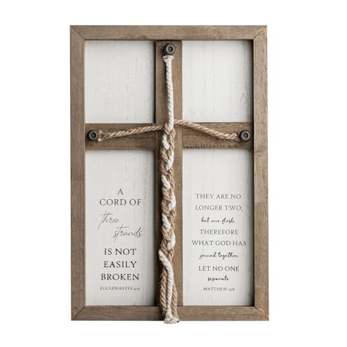 A Cord of Three Strands Wedding Ceremony Sign Elegant Trinity Braid Cross for Marriage Unity Symbolic Unity Rope 1510in ideal for Wedding Ceremonies Christian Marriage Anniversary & Home Dcor (Wood)
