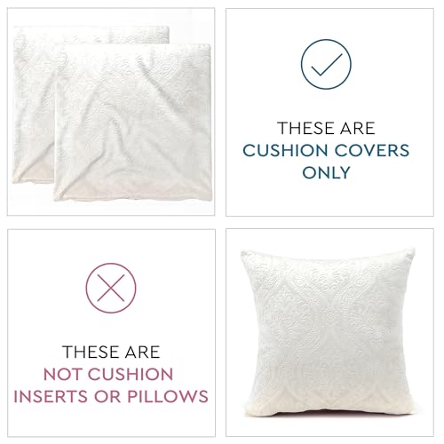 Image of Encasa XO Velvet Cushion Covers, No Inserts, Set of 2, White