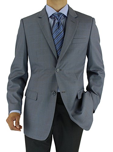 Marzzotti Rossi Modern Fit Men's Suit Jacket Side Vents Two Button Blazer (42 Short US / 52 Short EU, Gray)