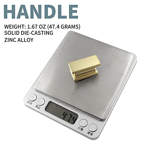 Cionyce 5 Pack Brushed Satin Brass Cabinet Knobs, Rectangle Knobs Cabinet Hardware Dresser Knobs For Drawer Cupboard #TOP3