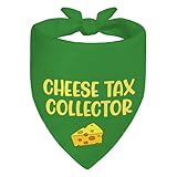 WHTYEFZ Cheese Tax Collector Green Dog Bandana, Cheese-Themed Pet Scarf Accessory Photo Prop for Party Holiday, Funny Foodie Pet Gifts for Puppy Lover, Christmas Birthday Gifts for Dog Mom Dad