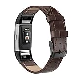SWEES Leather Bands Compatible with Fitbit Charge 2, Genuine Leather Replacement Large (6.4