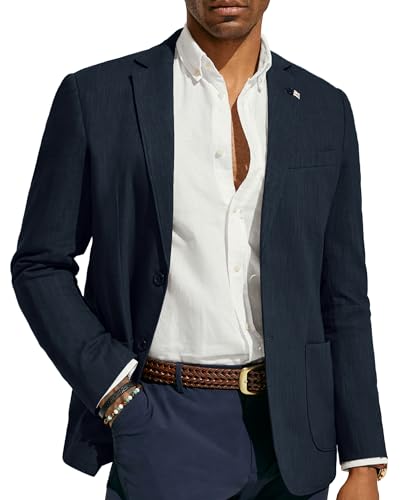 Image of PJ PAUL JONES Mens Casual Blazer Lightweight Linen Sport Coat 2 Button Unlined Suit Jackets
