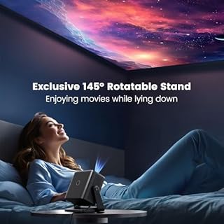 Projector with Auto Keystone/Electric Focus, PUTRIMS 1080P S28 Mini Projector WiFi and Bluetooth, Portable Projector 145°Adjustable Stand 50% Zoom 200" Screen for Phone/TV Stick/PS5/USB