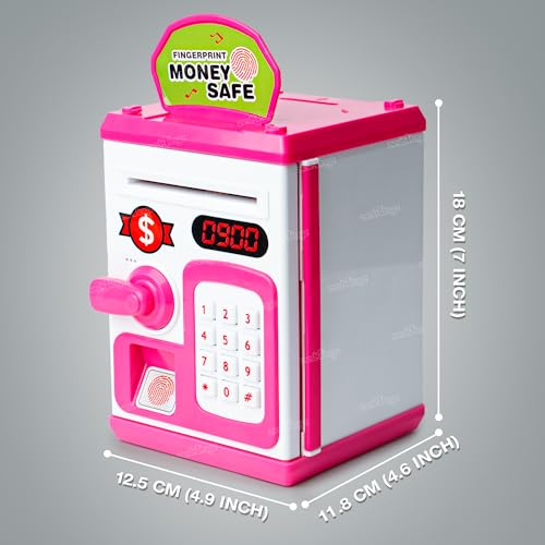 Image of Zest 4 Toyz Piggy Bank with Lock Code Money Saving Coin Bank Automatic Roll Money ATM Bank Birthday Return Gift for Kids(Pink)