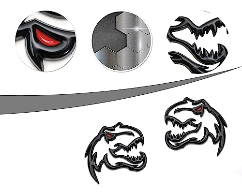 Image of A Pair Redeye Dinosaur Metal Emblem for Dodge RAM TRX 1500 2500 3500 Charger Challenger (Red Eye)