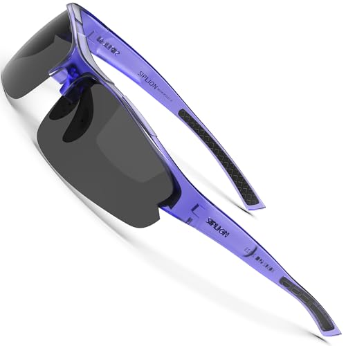 Image of SIPLION Polarized Sunglasses Men Sports: UV400 Protection Anti-Slip Wrap-Around TR90 Frame for Driving Fishing Golf Running