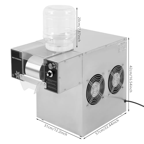 Speiseeisbereiter Schneeflocken Eisbereiter, 750W/360W Kommerzieller Softeismaschine, Geschwindigkeit Einstellbar, Automatischer Elektrischer Eiszerkleinerer für Restaurants, Supermärkte (120kg/24h) – Bild 3