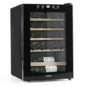 N8WERK Weinkühlschrank für bis zu 20 Flaschen Wein| | Leise Kompressortechnologie, freistehend, Temperaturbereich 4 °C – 18 °C, mit Thermoverglasung | LC-Display, LED-Beleuchtung