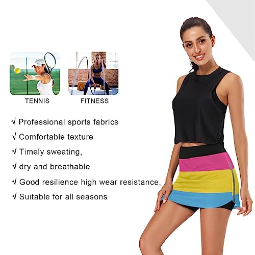 ODAWA Saia de tênis Pride feminina com bolsos, shorts atléticos de golfe, saia esportiva para corrid