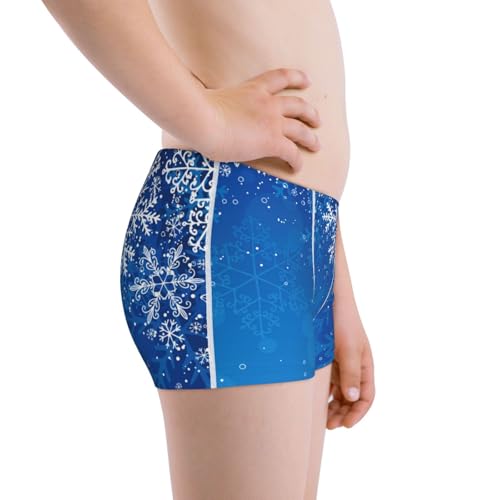 Boys' Cotton Boxer Brief Soft Underwear-Blue Christmas With Snowflakes2
