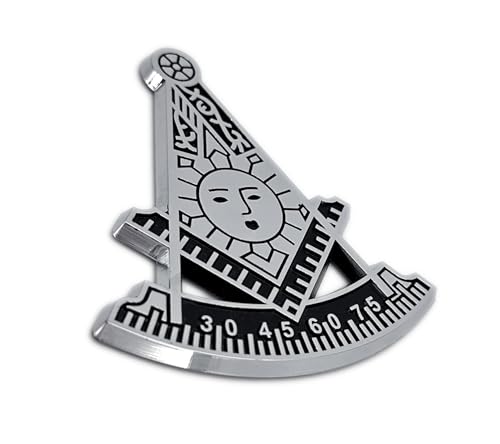 Image of Elektroplate Masonic Compass Sun and Quadrant Past Master OEM Chrome Emblem for Cars, Trucks, and All Auto | Universal Fit at 3.3 inch x 3 inch | Weatherproof