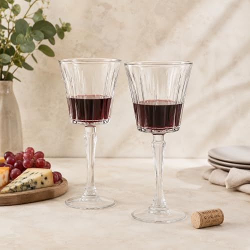 Image of bellemax 250ml Premium Long Stem Wine Glasses, Crystal Clear Glass Wine Goblets for Red Wine, White Wine, Champagne, Cocktail, Party, Home, Bar & Restaurant Use (Set of 6)