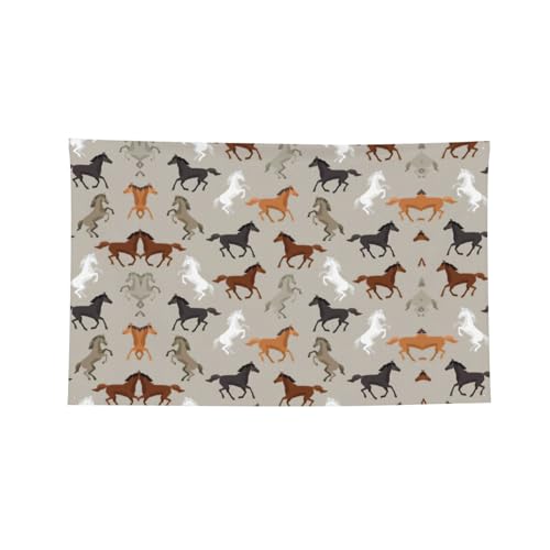 Bannière décorative à quatre trous avec imprimé cheval mignon - 6 x 0,9 m - 0,9 x 1,5 m - Pour intérieur et extérieur